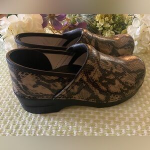 Dansko Snakeskin Pattern Clogs